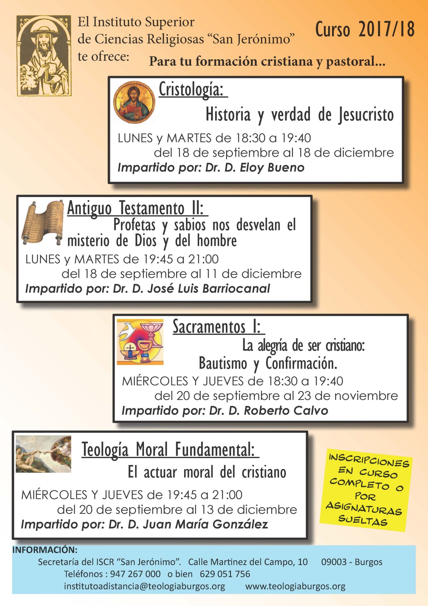 Asignaturas inicio curso 2017_18 ISCR