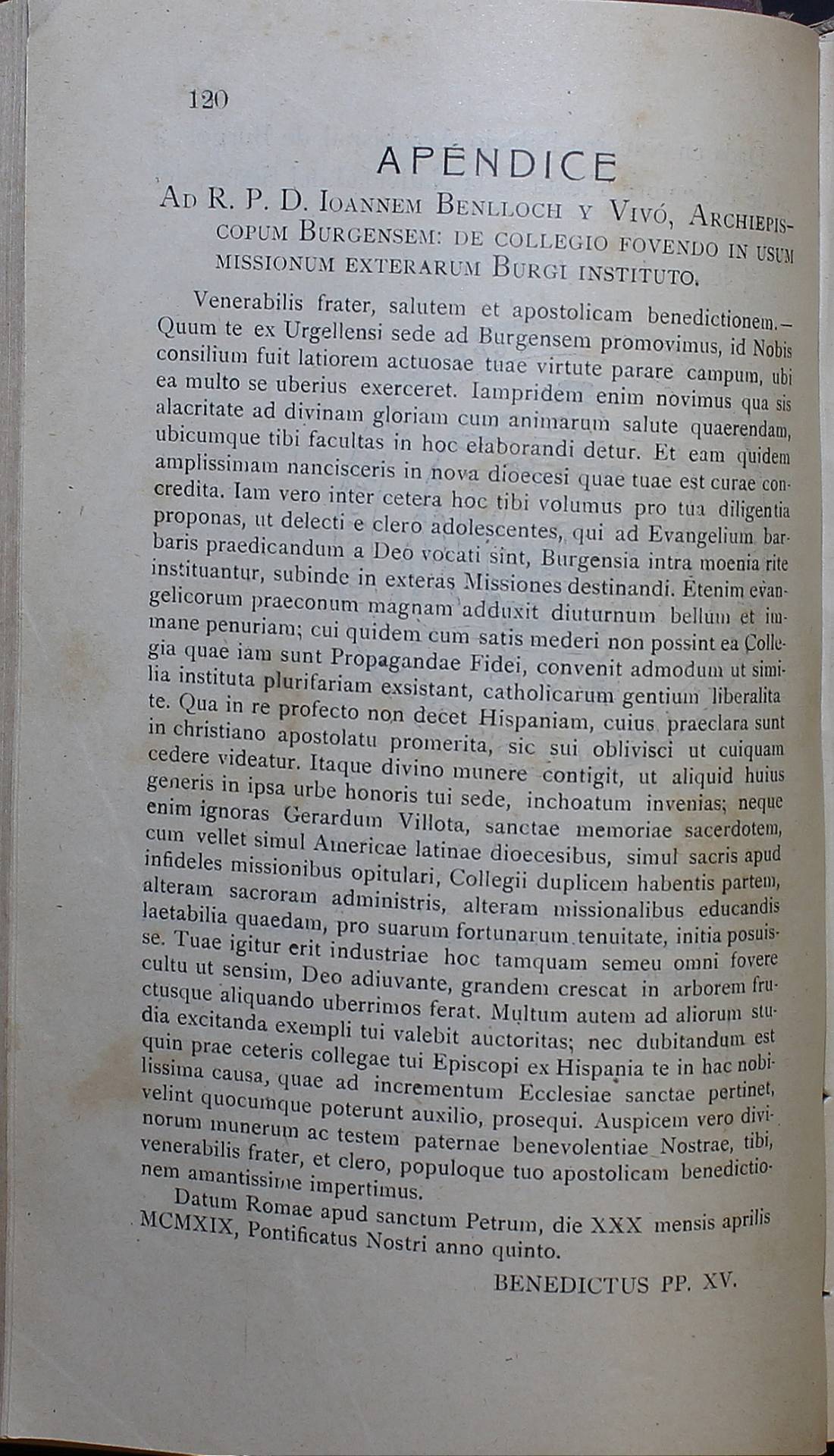 El texto de la carta, publicado en el Boletín Oficial del Arzobispado en abril de 1919.