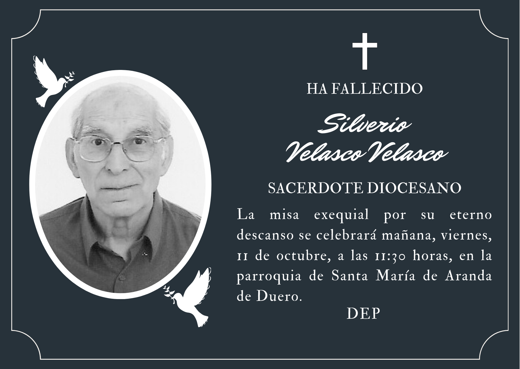 Fallece el sacerdote Silverio Velasco Velasco