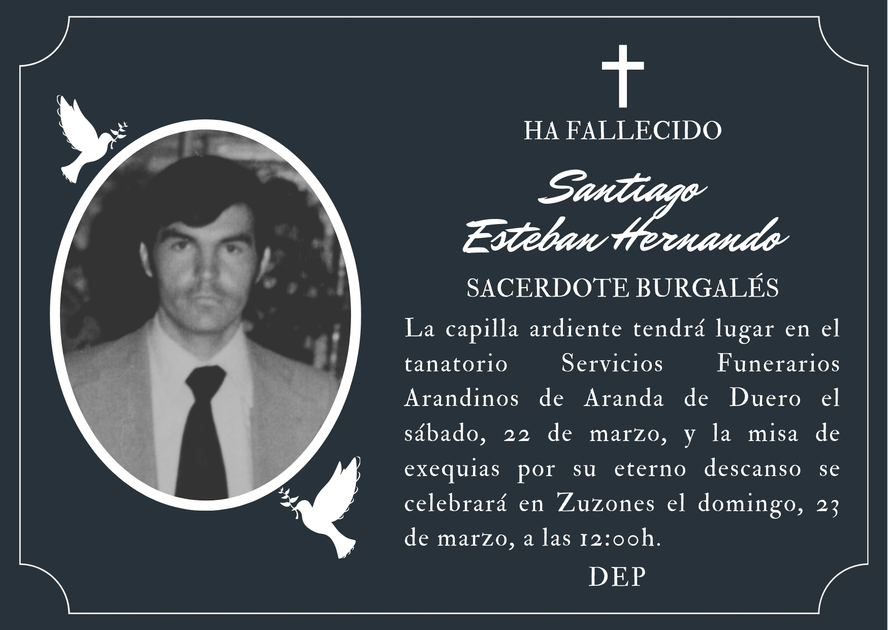Fallece el sacerdote burgalés Santiago Esteban Hernando