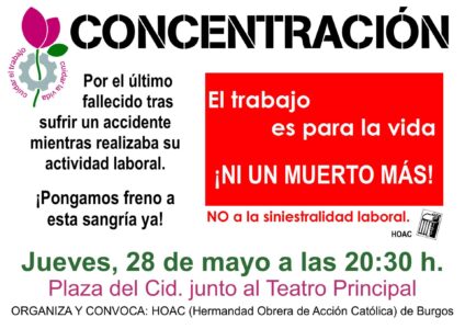Concentración en recuerdo del último fallecido en accidente laboral @ Plaza de Mío Cid, frente al Teatro Principal